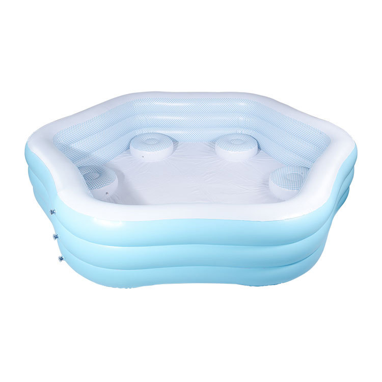 新款家用定制充气游泳池室内座位家庭水池六边形pvc休闲玩具池详情1