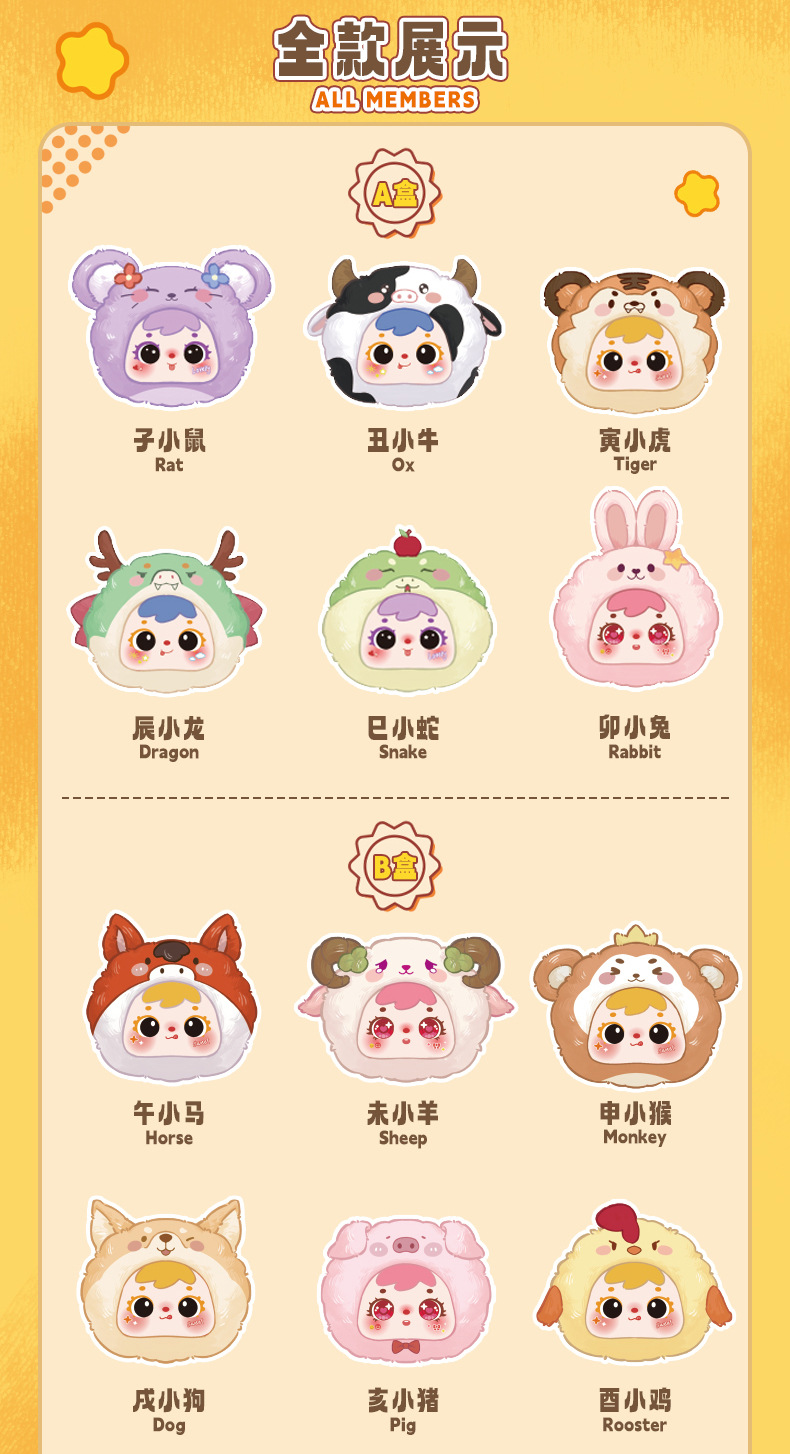 跨境爆款三小毛十二星座毛绒盲盒玩偶周边潮玩包包装饰挂件送闺蜜详情2