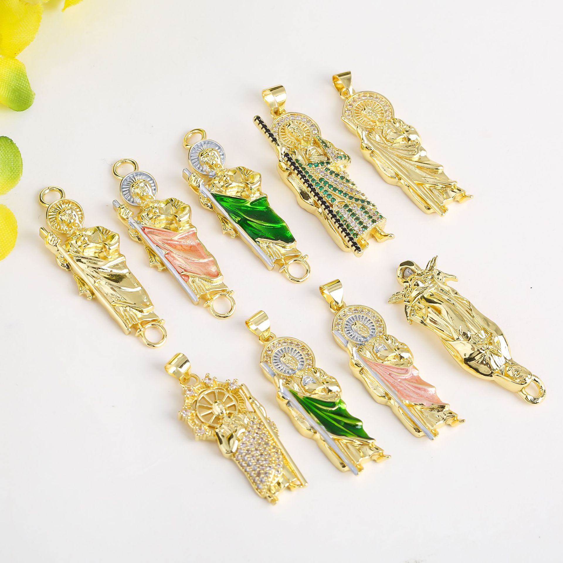 14k gold-plated oil drip pendant with micro-inlaid zircon Virgin Mary pendant diy accessory necklace pendant accessory pic 6