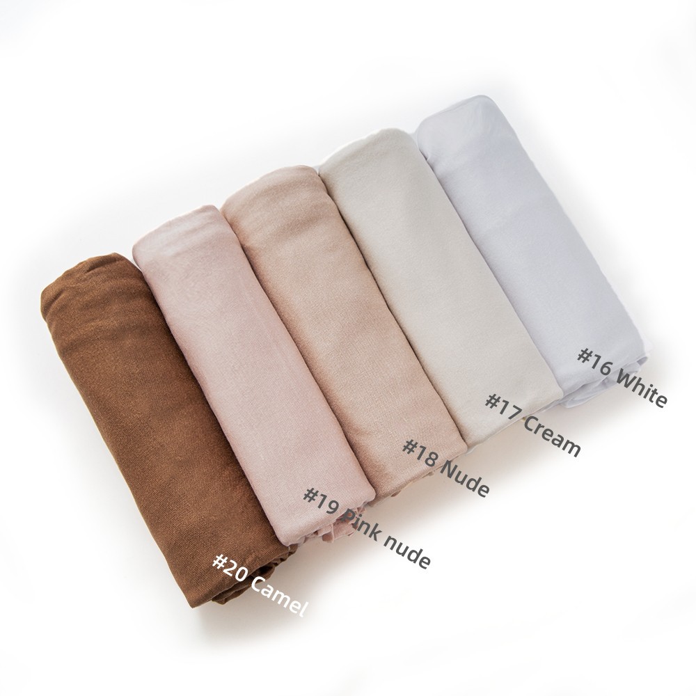High-quality solid color modal rolled-up mercerized cotton scarves, shawls and headscarves for cross-border Middle East Jerseyscarf pic 6