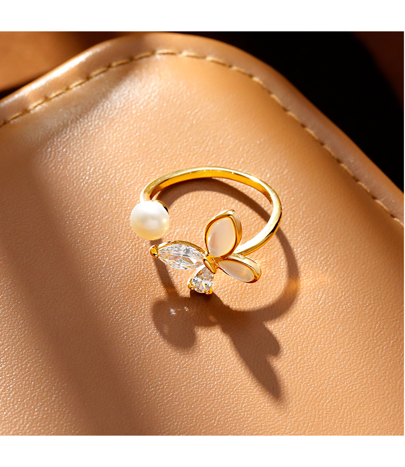 Hyacinth时尚轻奢蝴蝶贝壳锆石开口戒指女款小众设计感百搭食指戒抖音爆款详情8