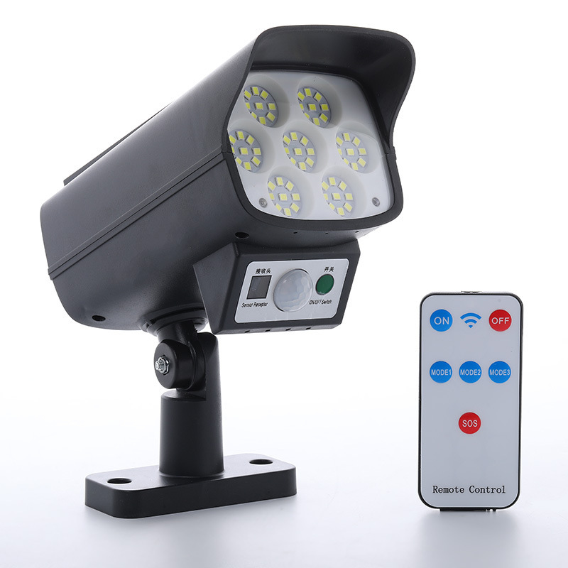 New solar LED remote control camera sensor street lamps, wall lamps, garden lamps, simulation monitoring anti-theft lamps pic 1