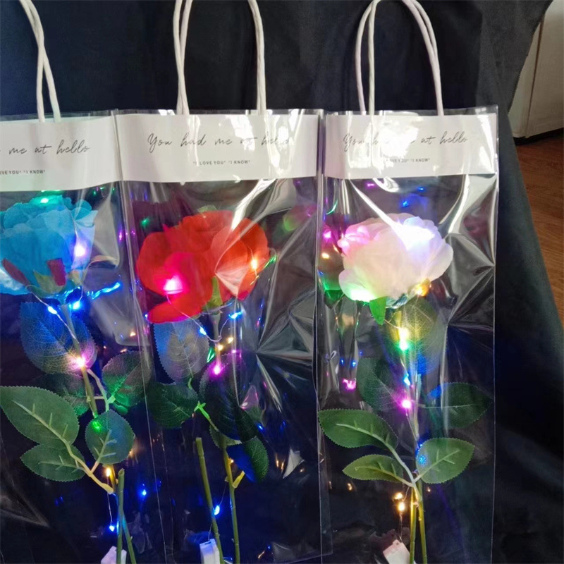 现货发光玩具七夕情人节玫瑰花礼物七彩玫瑰花彩色仿真玫瑰花束详情14