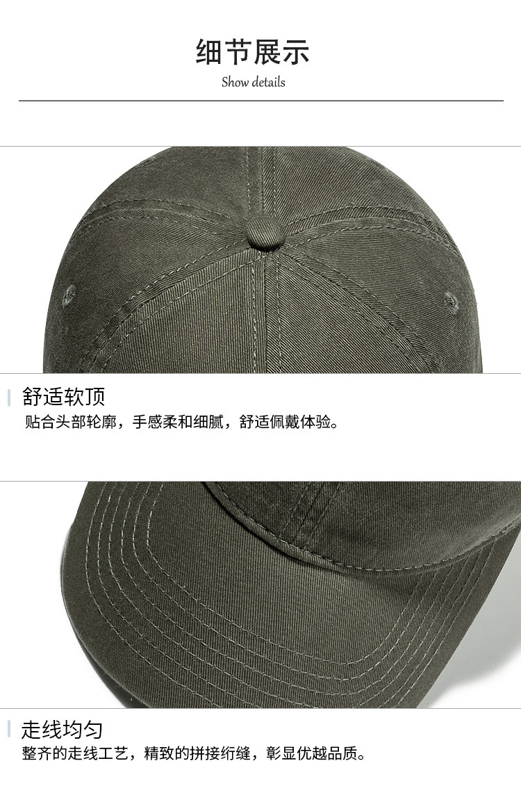T百搭可水洗鸭舌帽软顶棒球帽高尔夫遮阳帽男女韩版显脸小防晒帽详情4