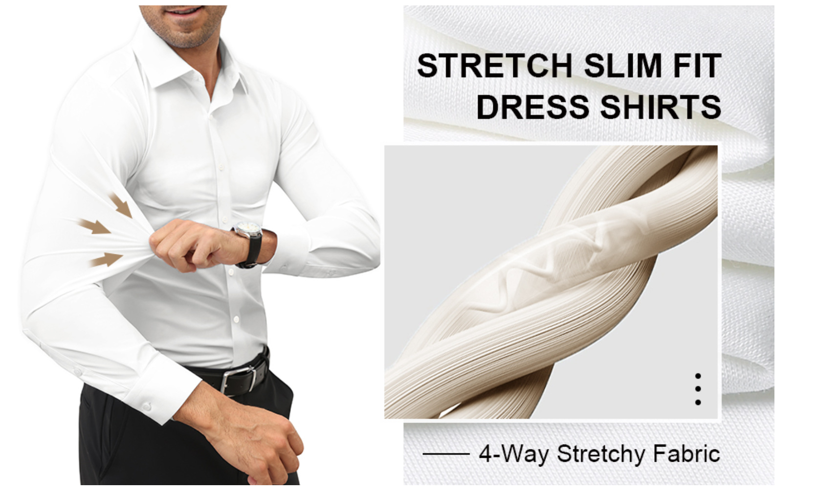大码四面弹力衬衫男士长袖免烫工装商务休闲高级感白色衬衣外贸款详情10