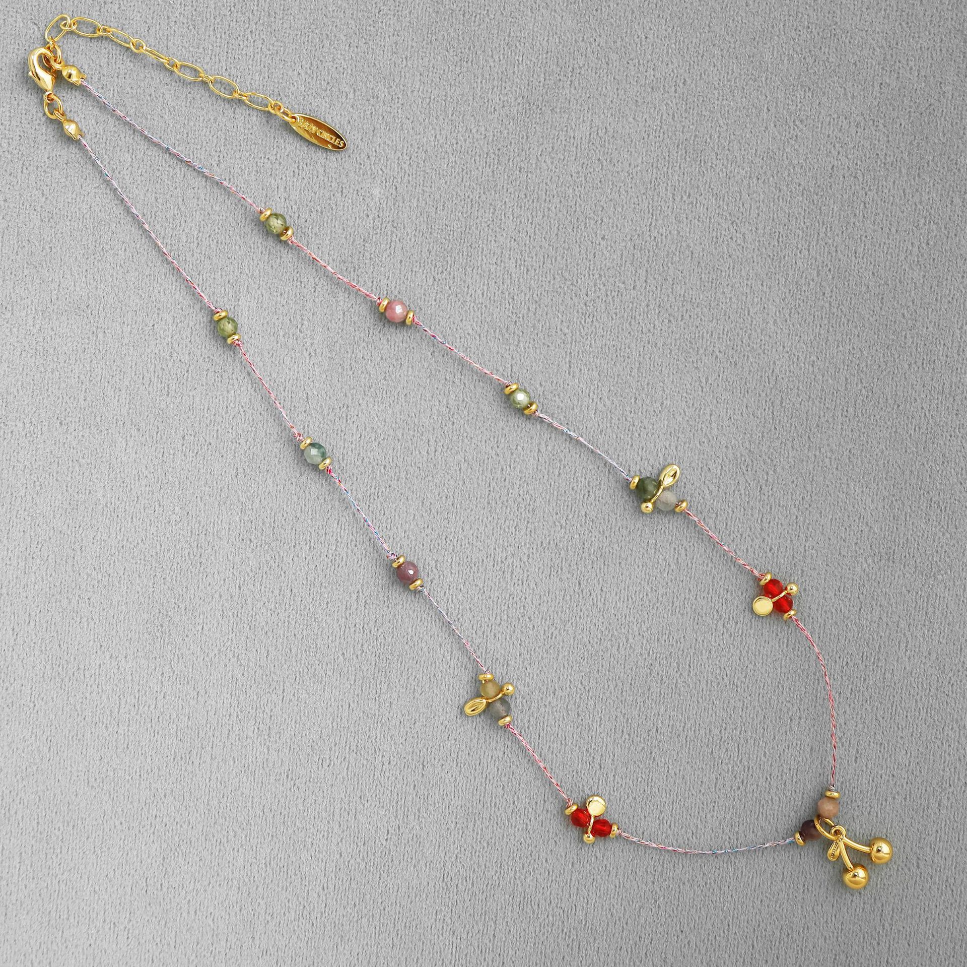 LAZY*家夏日果园系列樱桃项链 民族度假风简约气质编织樱桃锁骨链详情4