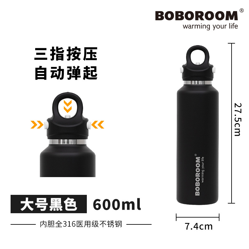 BOBOROOM threaded insulated cup, 316 stainless steel large-capacity water cup, student coffee cup, portable pic 22