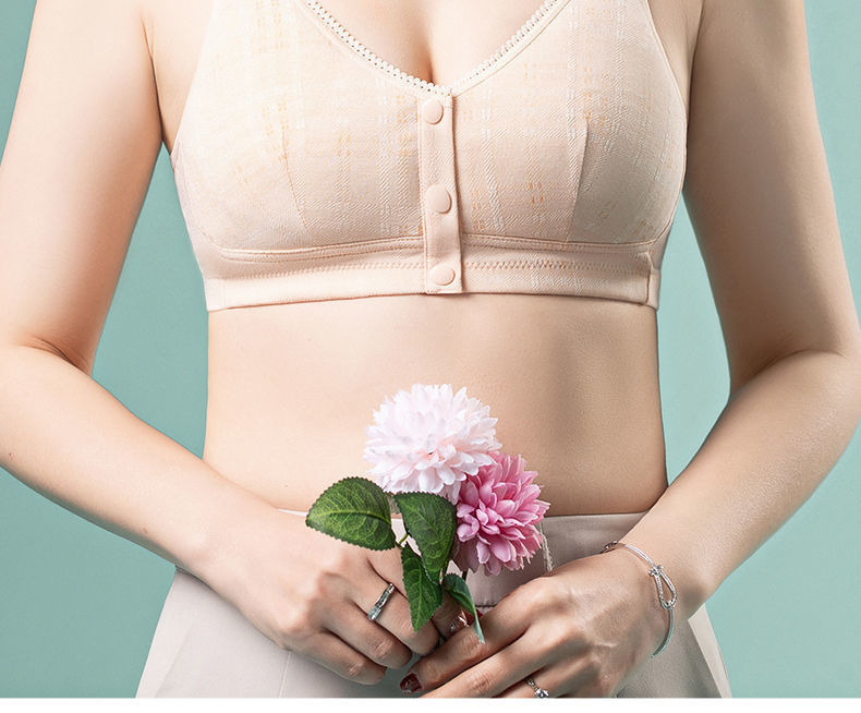 莫代尔棉妈妈内衣背心式前扣文胸无钢圈中年妇女大码夏季薄款胸罩详情33