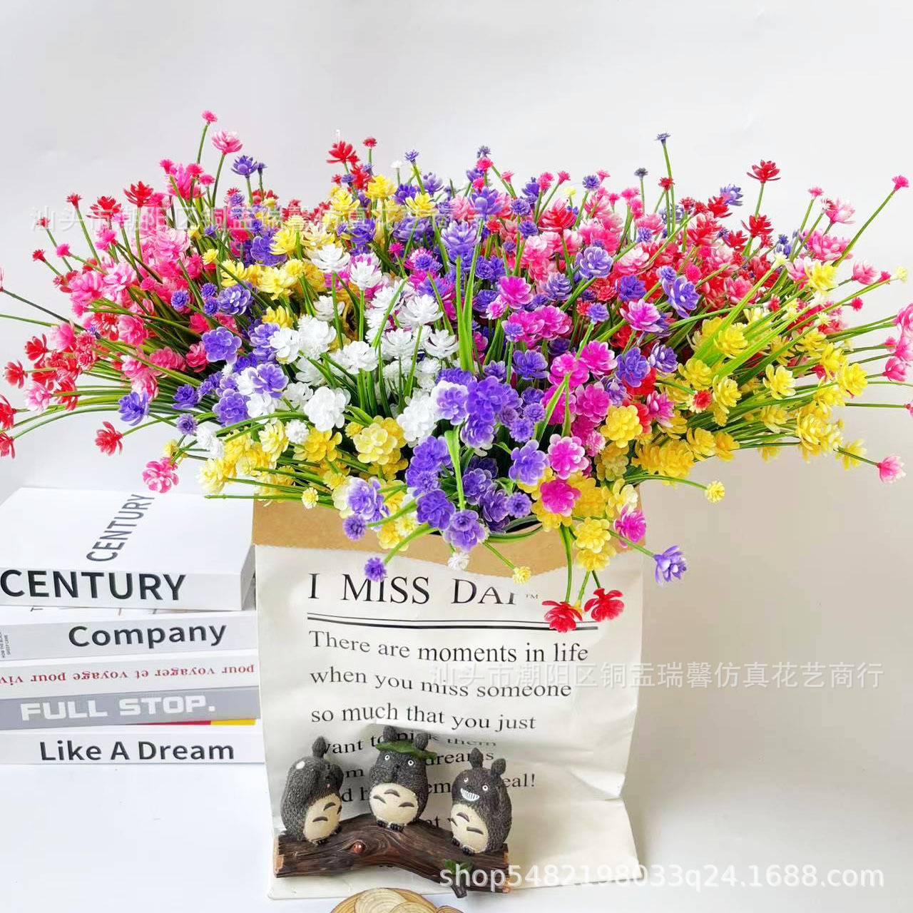 亚马逊跨境人造花7叉春草茶花仿真花满天星玫瑰花水仙花玉米花详情12