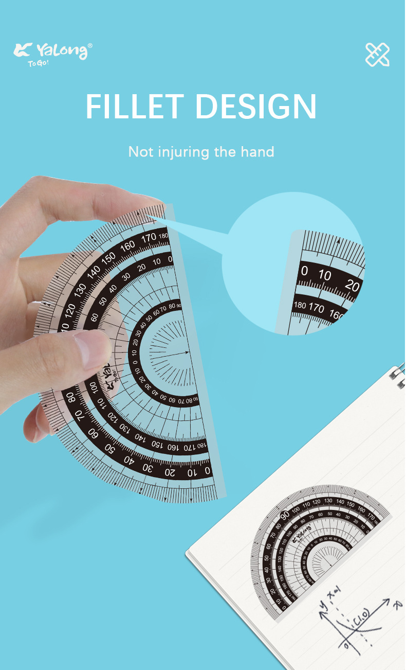 Yalong Cross-border Wholesale PC resin plastic rulers, student school supplies, geometric rulers, ruler sets, protractors pic 6
