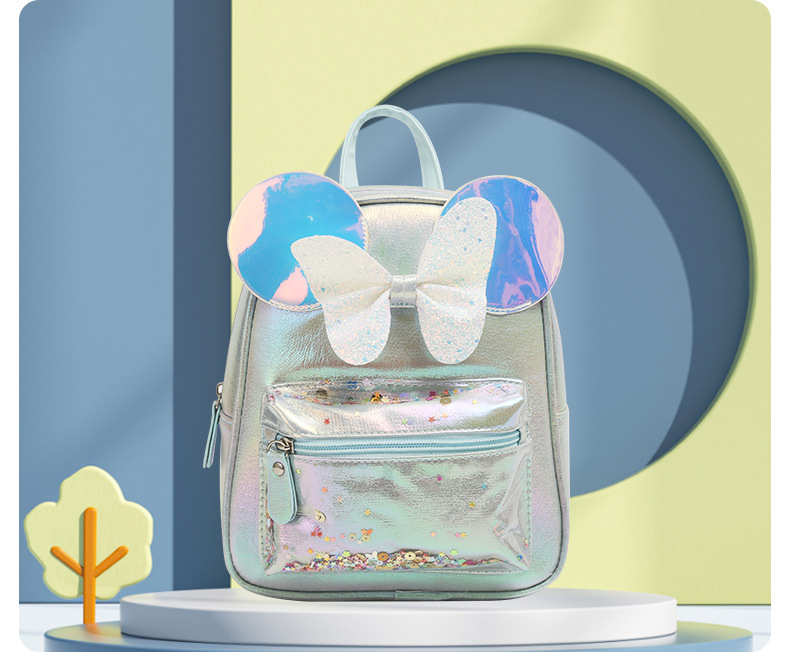 Large-tailed cat, butterfly, Mickey Mouse ears, fine glitter, double-shoulder backpack, fashionable, casual and cute schoolbag, princess small bag pic 15