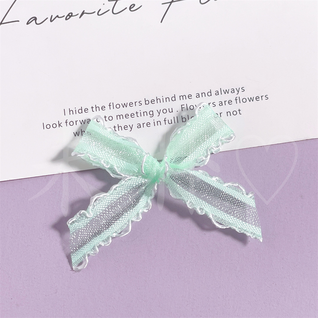 Double-stripe hooked wavy edge hand-tied bow fabric accessories, clothing, shoes, hats, socks and accessories DIY handmade materials pic 7