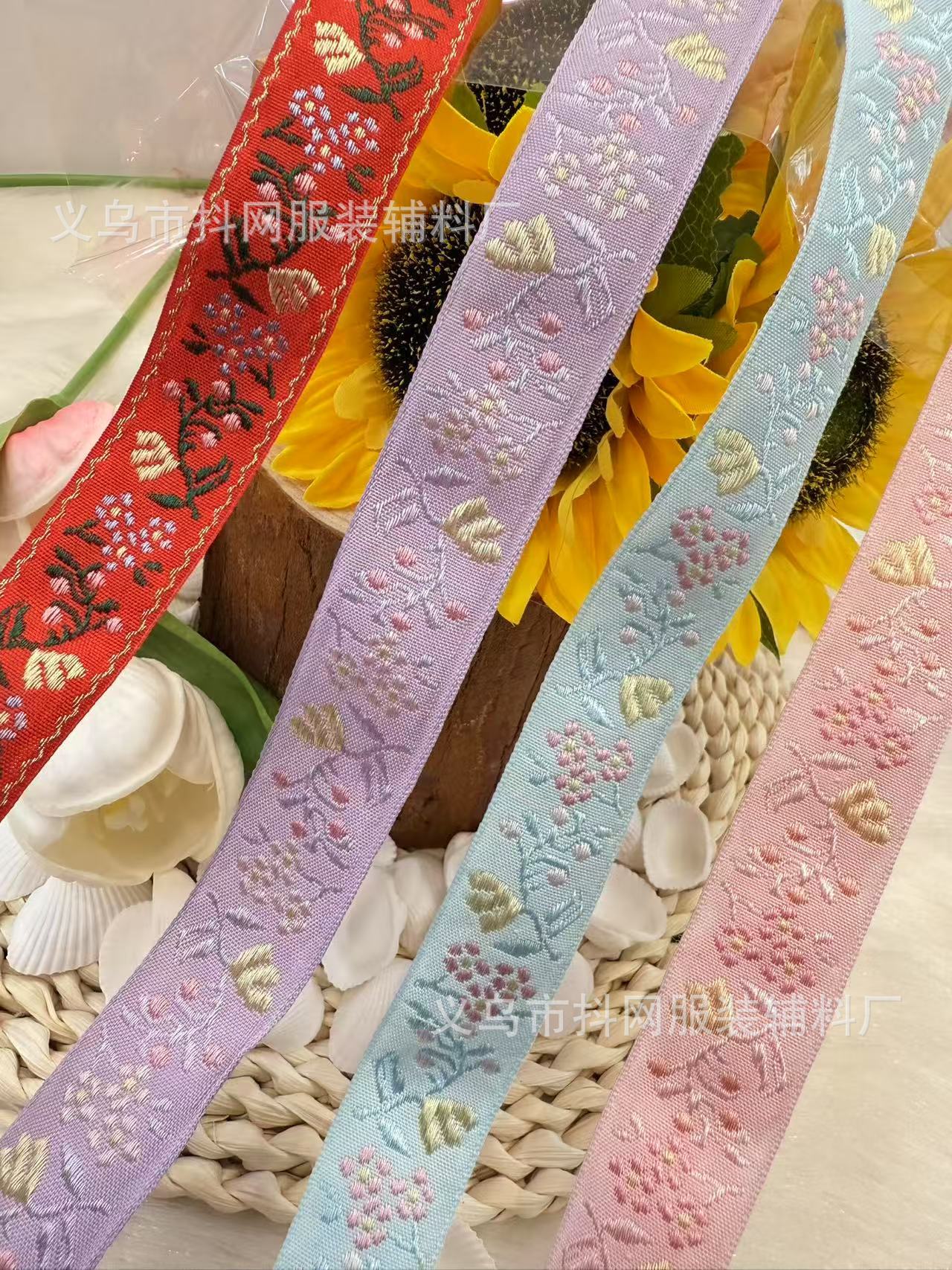 2.5cm Ethnic-style webbing, embroidery, DIY bow, hair accessory, headwear, clothing, border strap, retro Chinese style pic 10