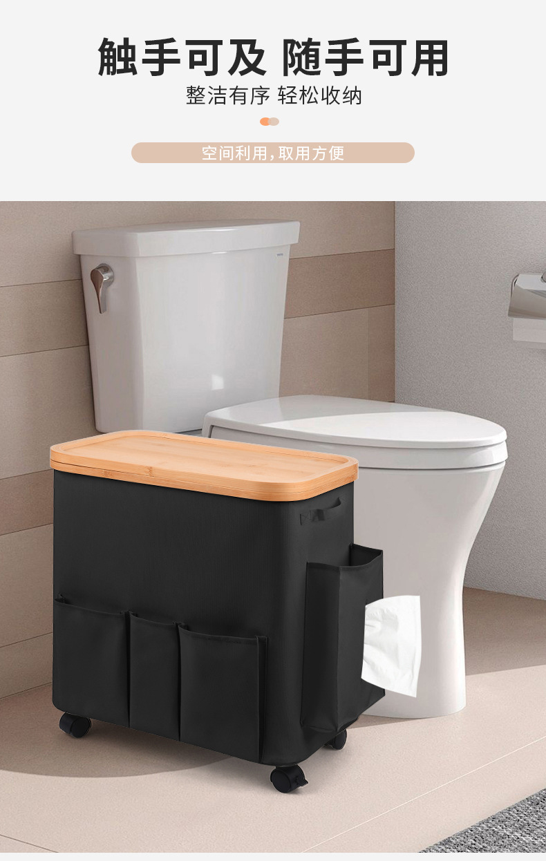 亚马逊热卖布艺多功能零食收纳箱便携带轮滑卧室杂物纸巾收纳筐详情7