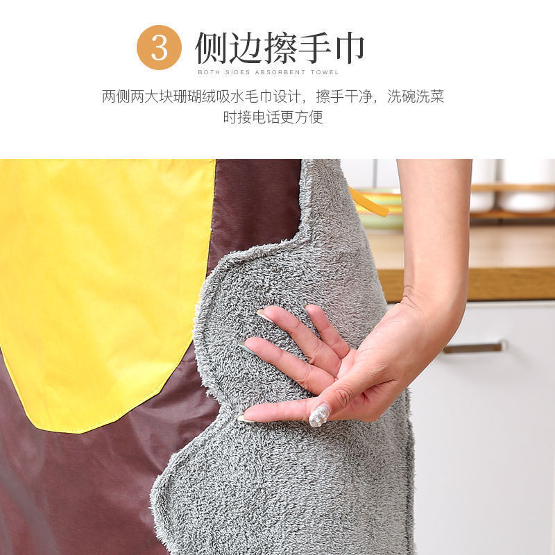 厨房小熊擦手围裙防水防油污挂脖时尚可爱围腰印制logo围裙批发详情8