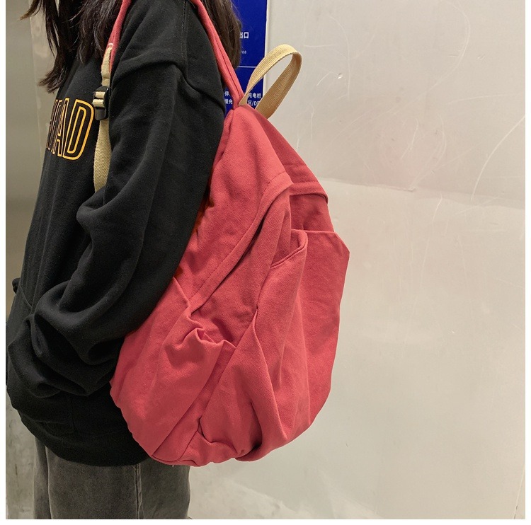 书包女休闲复古耐磨帆布双肩包男女日系大学生简约百搭旅行背包男详情12