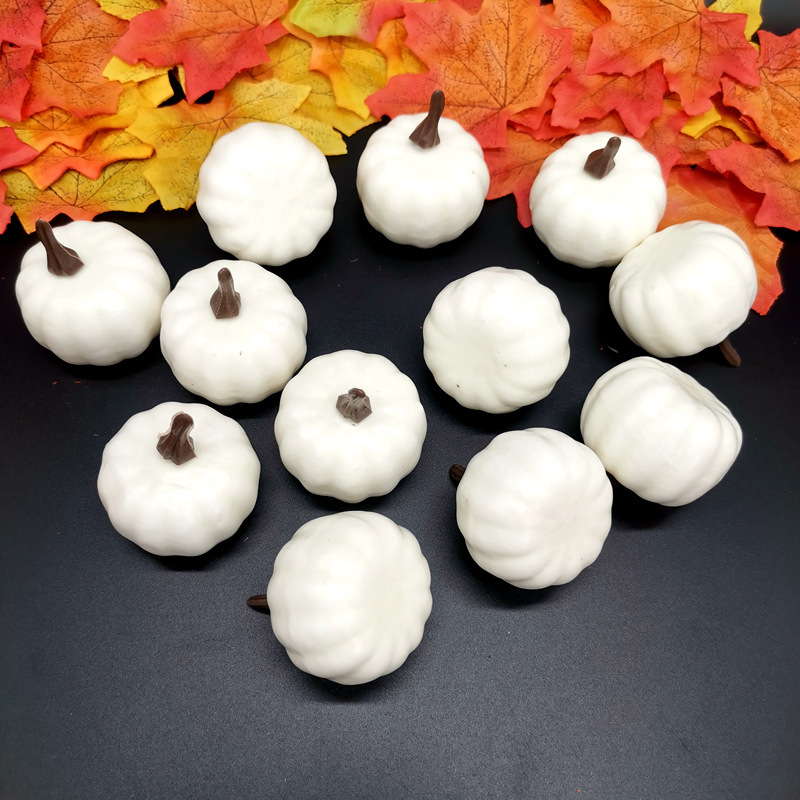 亚马逊现货仿真南瓜万圣节白黄南瓜模型丰收节日装饰工艺品礼品摆件挂件详情15