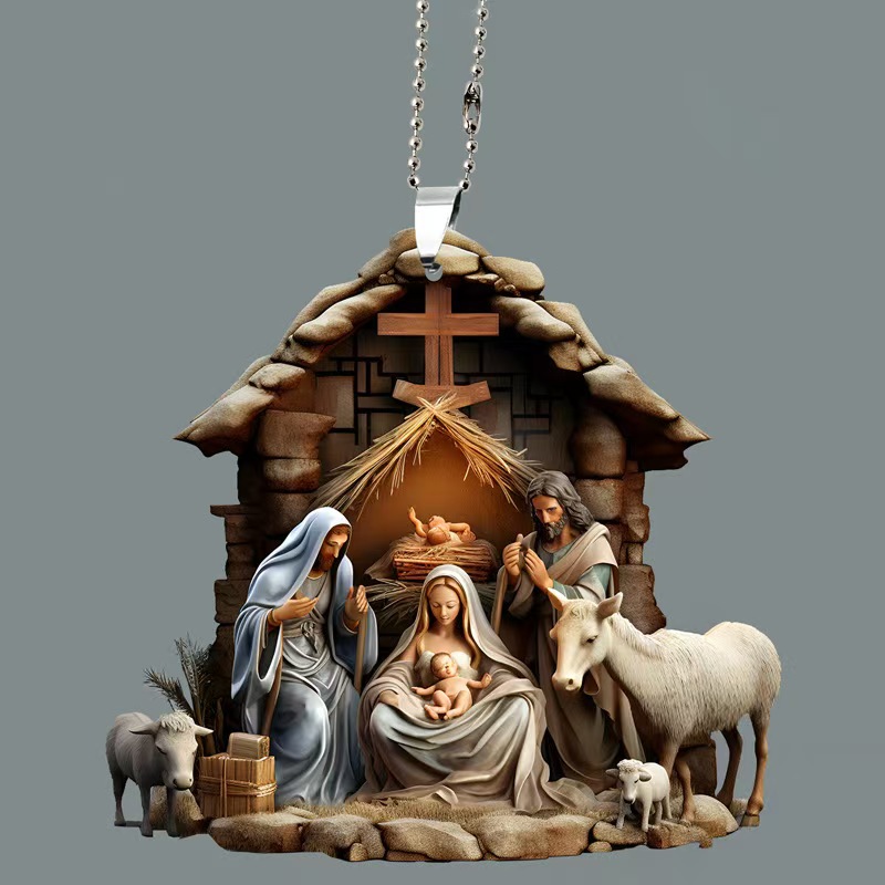 Christmas cross-border best-selling gifts: Acrylic decorative pendants, car interior rearview mirrors, home hanging items, Jesus pic 7