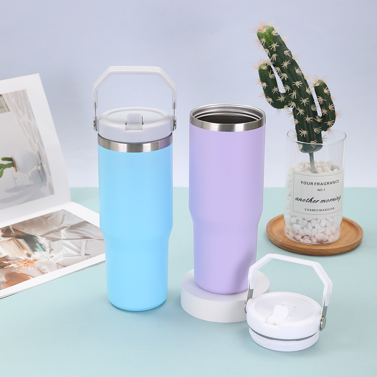 跨境30oz提手杯双层真空304不锈钢汽车杯户外便携车载保温杯批发详情7