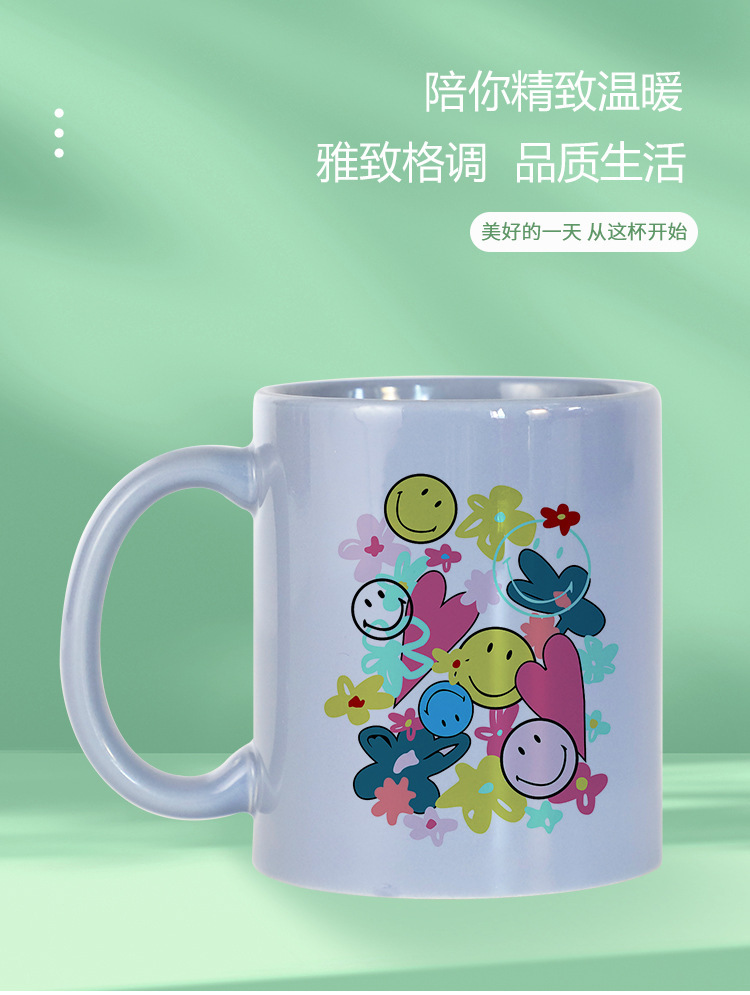 简约色釉马克陶瓷杯热转印涂层杯高颜值创意DIY可印图陶瓷杯批发详情3