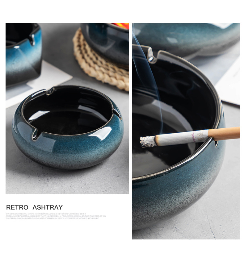 大号烟灰缸创意个性陶瓷烟缸家用复古中式客厅轻奢办公室潮流烟缸详情7