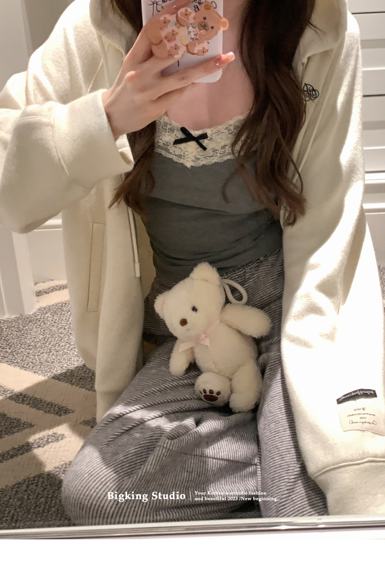 辣妹纯欲蕾丝花边吊带背心打底胸垫蝴蝶结短款修身设计无袖上衣详情23