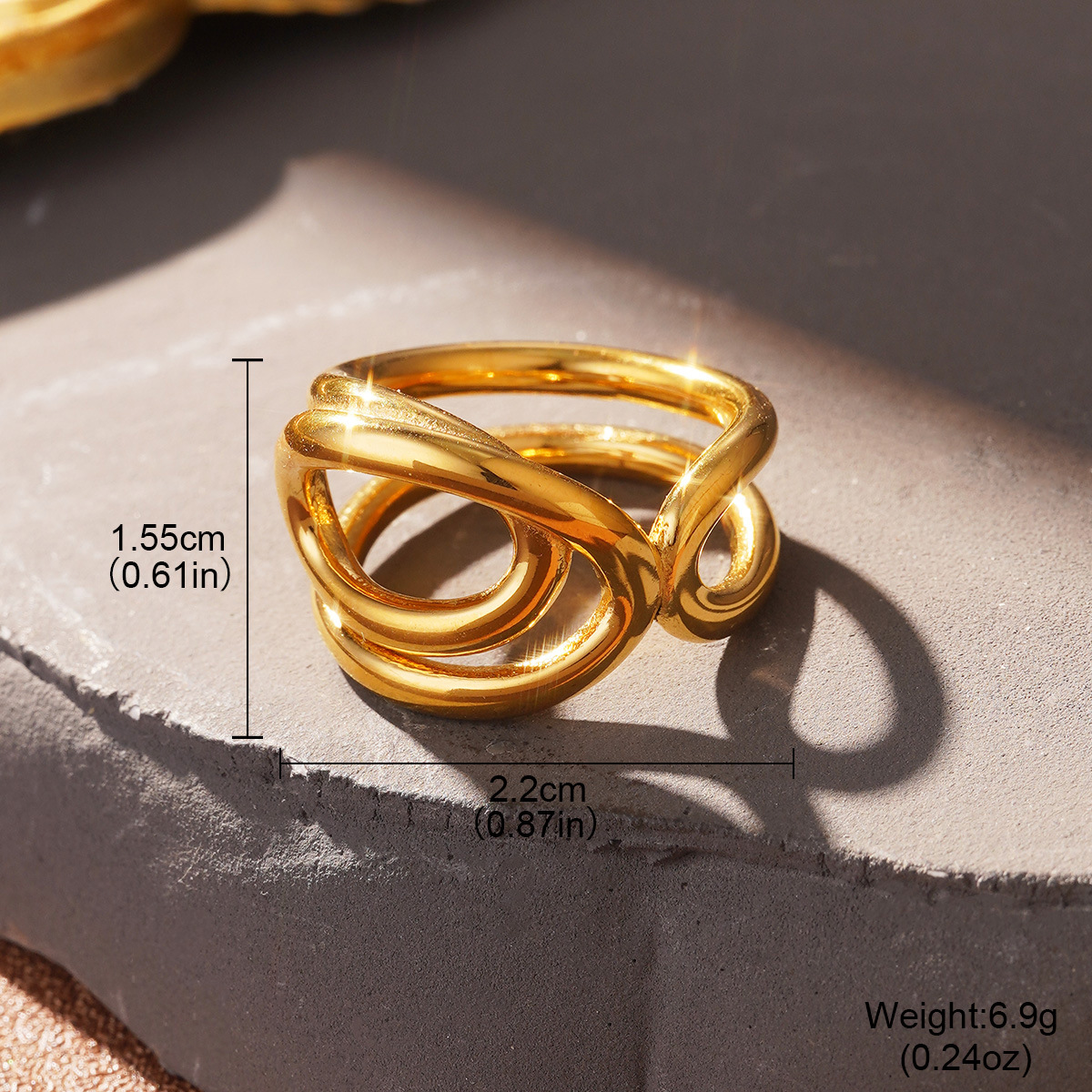 Cold and stylish stainless steel European and American ring, elegant lines, cross-border design, high-end feel, gold jewelry wholesale pic 48
