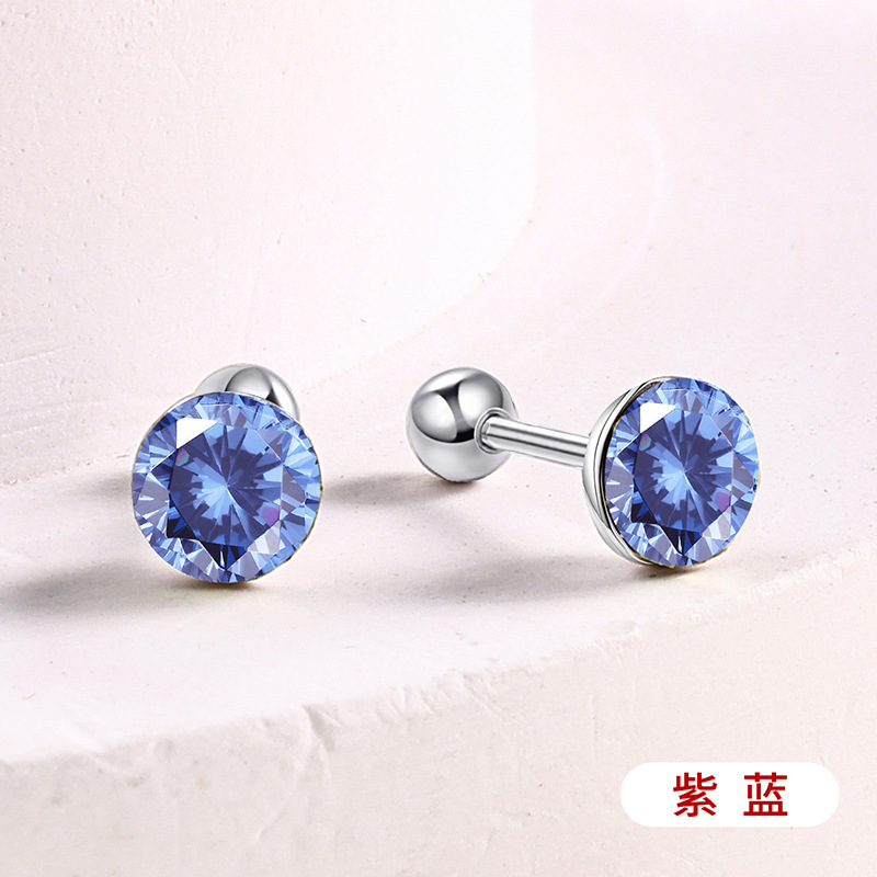 s925通体纯银爆闪施家华子耳钉彩色耳骨钉爆闪螺丝拧扣耳蜗钉耳饰详情27