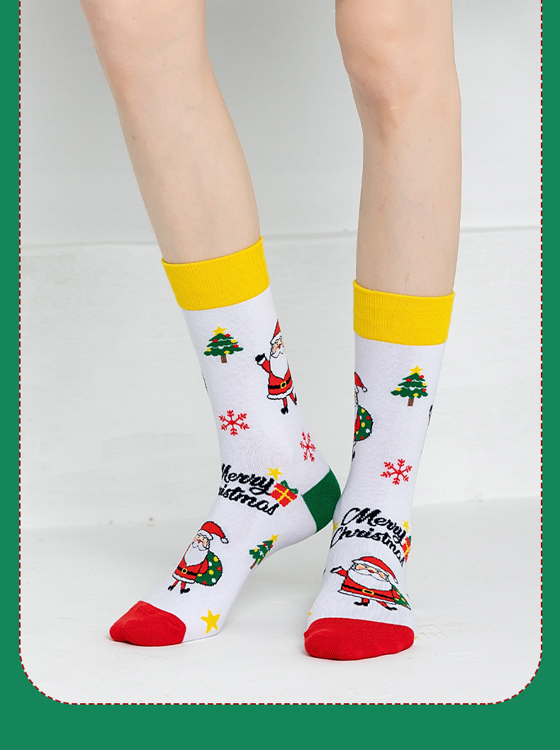 2024 New Christmas socks Cartoon reindeer sweat-absorbing cotton socks Trendy cross-border socks mid-calf Christmas gift socks pic 20