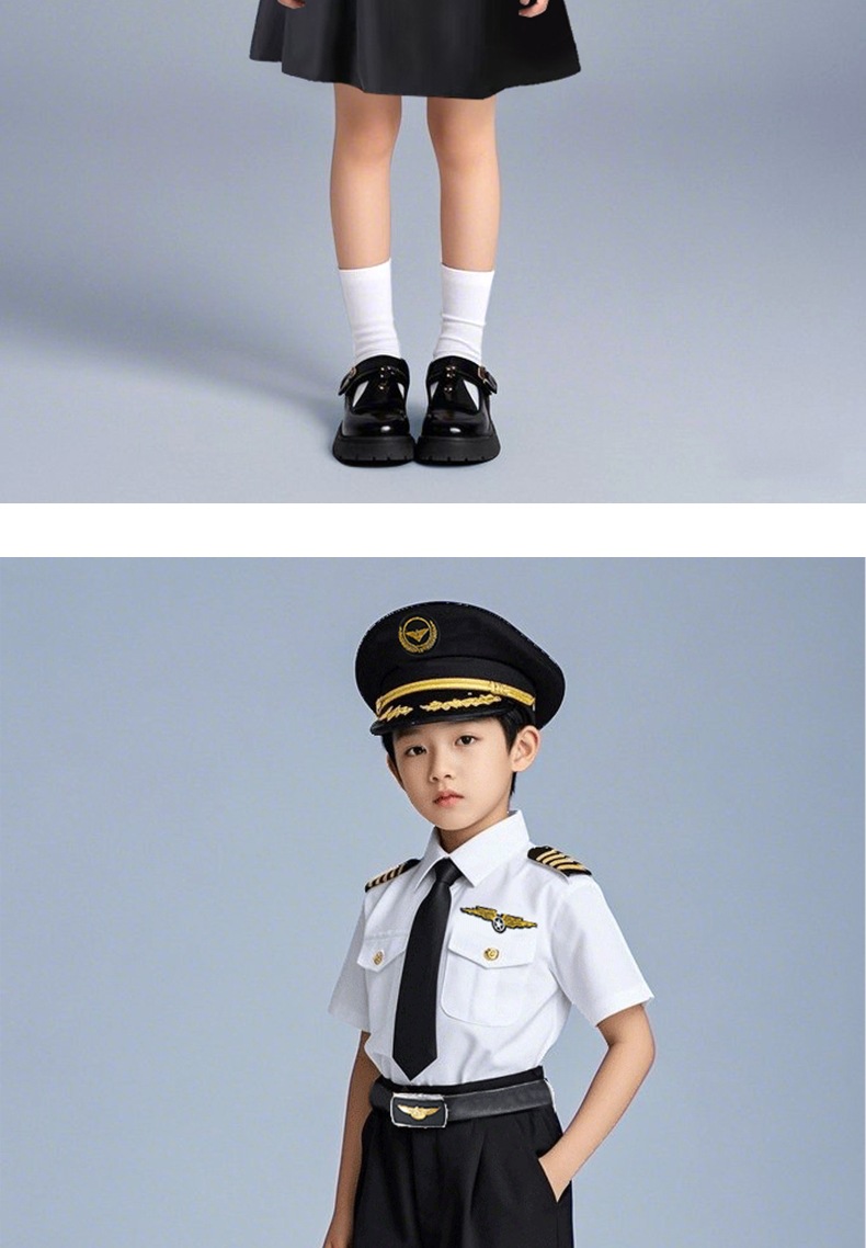 跨境六一中国机长儿童衣服空姐制服小学生儿童机长飞行员表演服装详情15