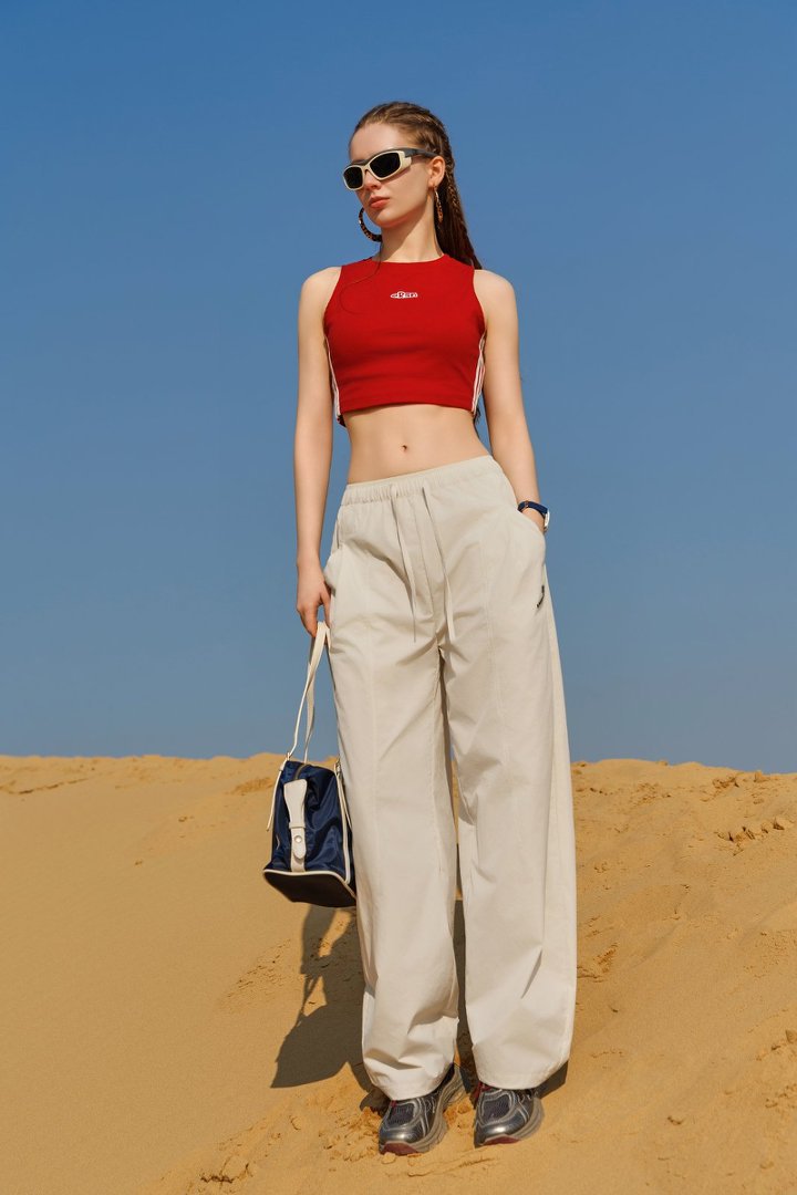 26 New style curved knife cocoon-shaped sickle retro cut high-density pure cotton mid-low waist loose drawstring casual pants for women 8035 pic 5