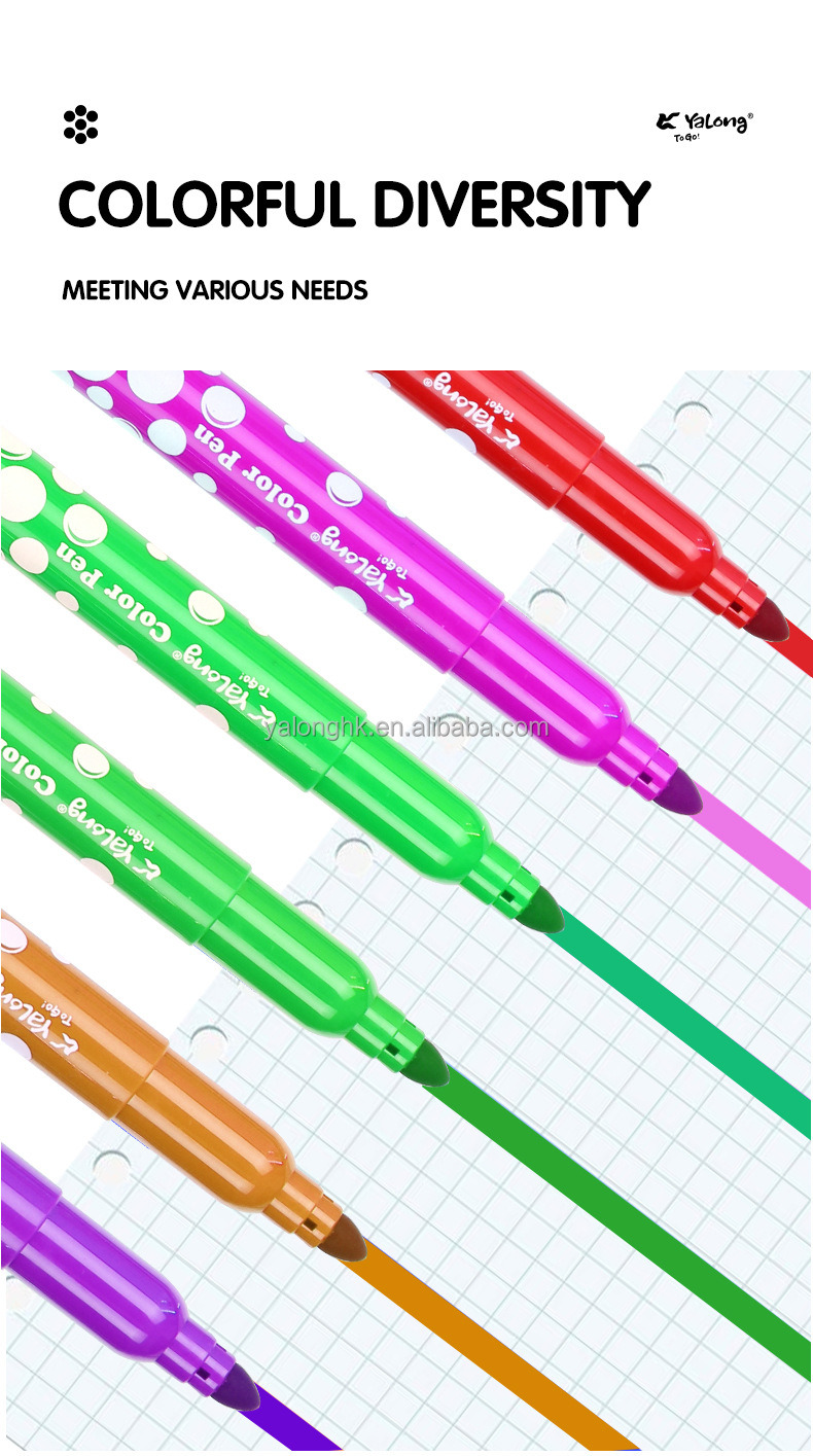 Yalong Cross-border 6/12 high-quality student art supplies in color, including colored pens, cartoon colors, and giant watercolor pen paintings pic 2