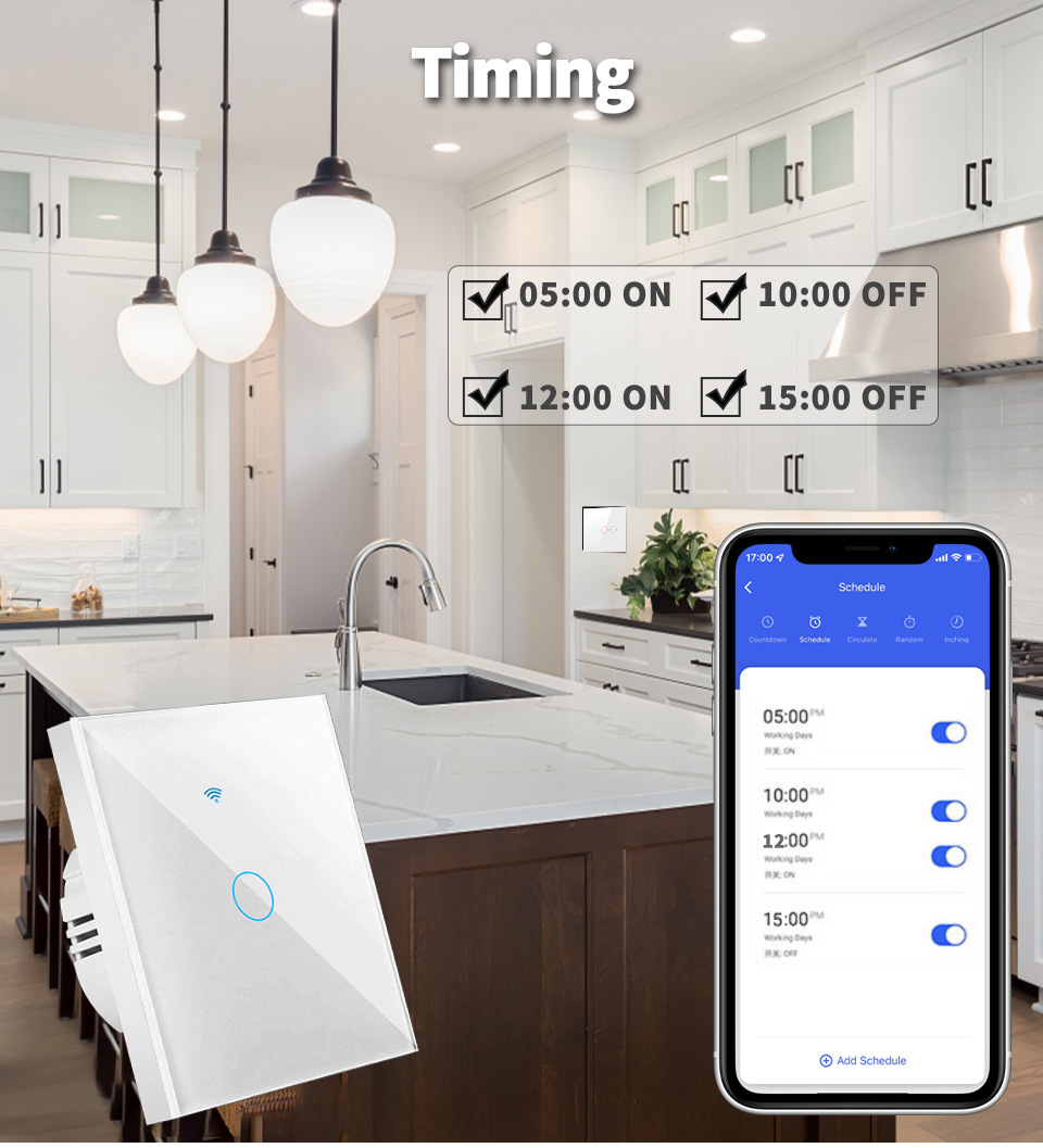 Tuya WiFi+ Bluetooth +RF smart touch switch, single-fire and zero-fire universal European and British standard switch pic 3