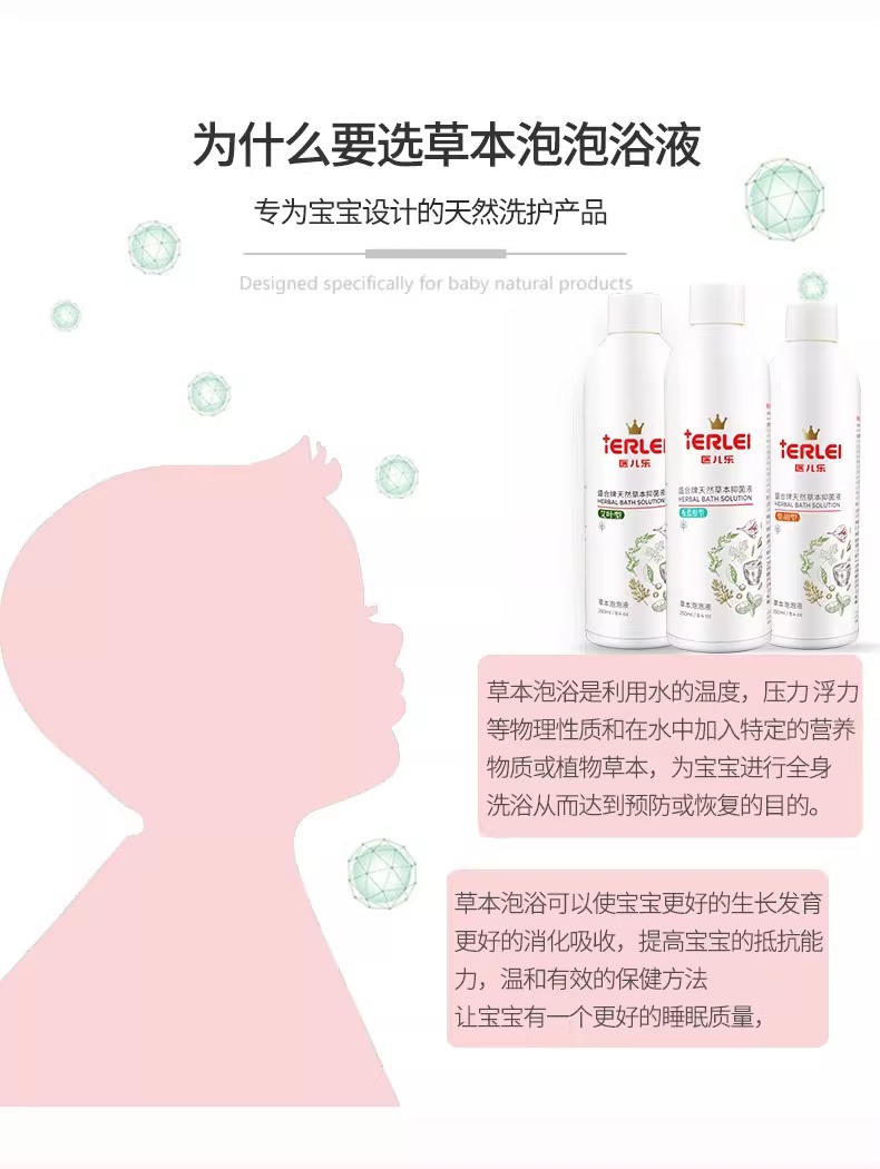 医儿乐艾草泡澡液草本宝宝抑菌保健浴液金银花泡泡浴儿童药浴批发详情4