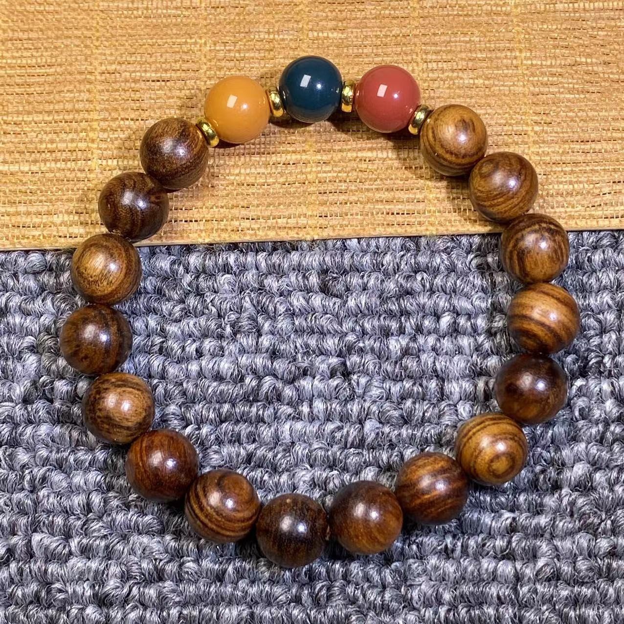 Green sandalwood bamboo Joint Rising Moonstone bracelet Running Ring style for men and women Sandalwood bracelet DIY pic 21