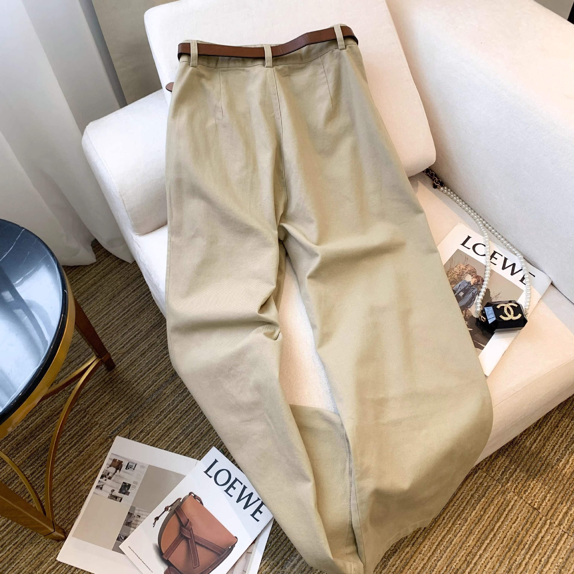 卡其色休闲裤女牛仔拖地裤2025新款高腰显瘦宽松阔腿直筒裤长裤子详情3