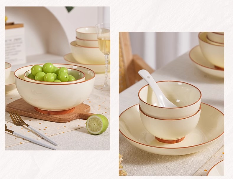 奶油风福运系列碗盘餐具家用高颜值米饭碗菜盘子果盘汤汤盘鱼盘详情17