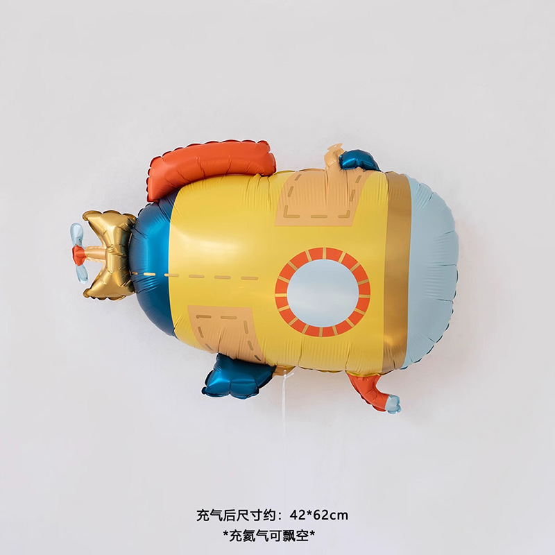 新款哑光卡通汽车飞机潜水艇铝膜气球男孩儿童生日派对布置气球详情4