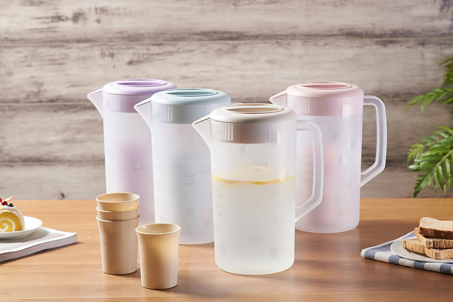冷水壶家用耐高温水杯大容量泡茶高颜值塑料壶创意一壶四杯茶具详情2