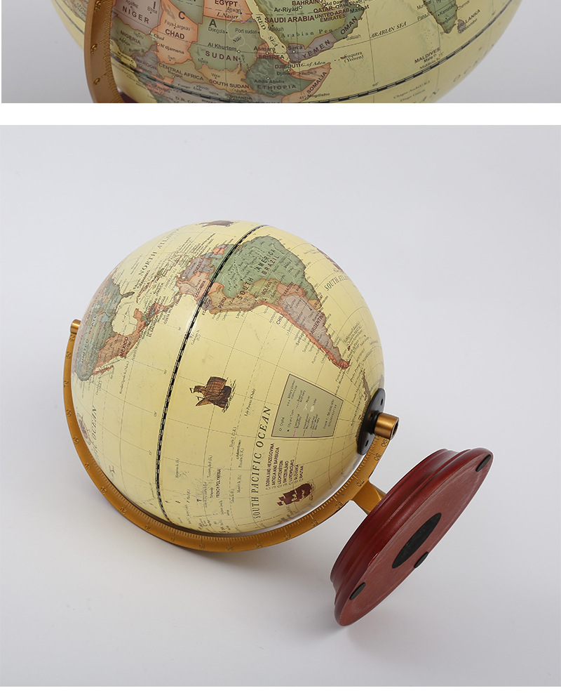 欧式高清轻奢复古大号地球仪木质底座办公室摆件创意精美工艺品详情15
