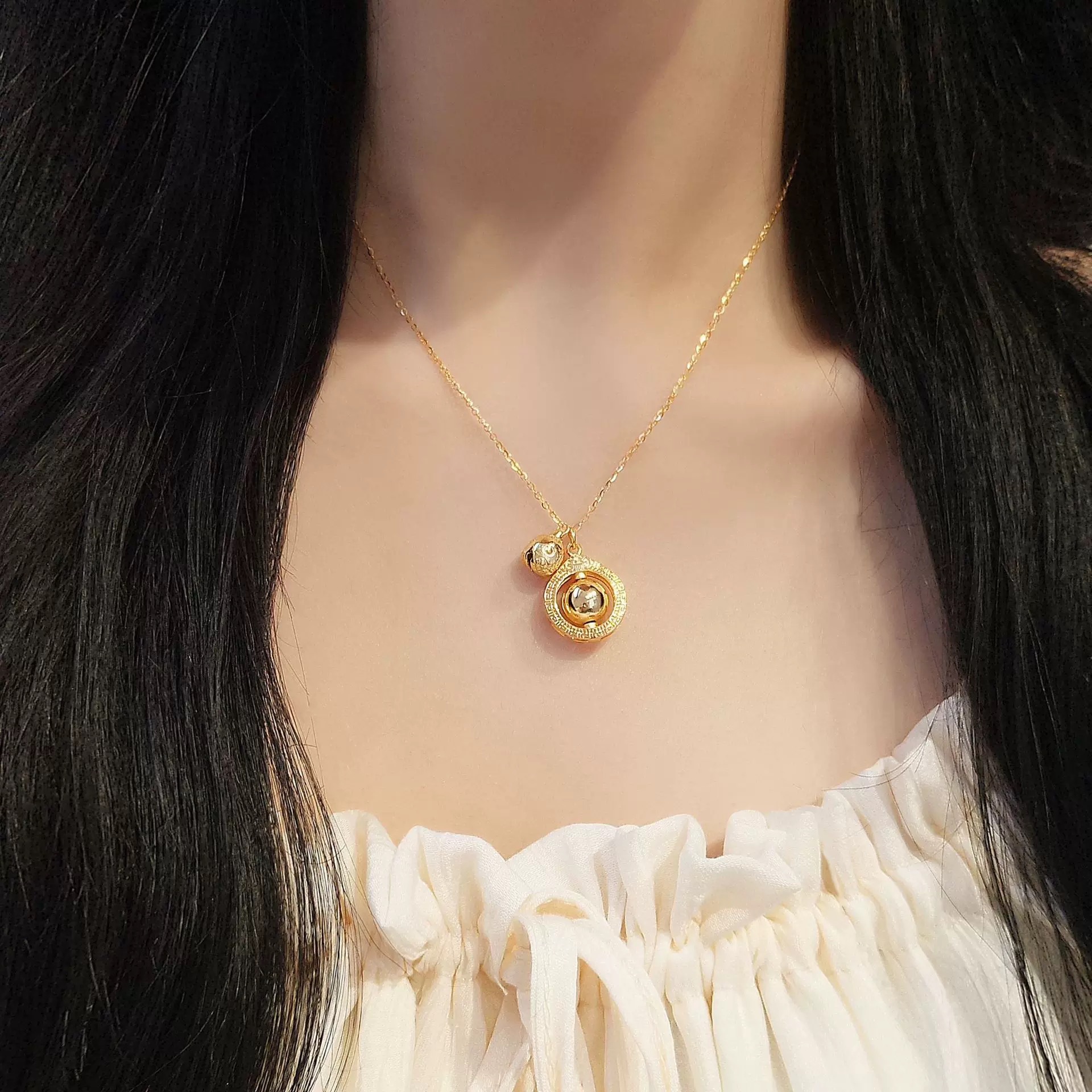 s925 sterling silver 12.9 money-sucking Star Gold-Devouring beast necklace for women, ancient method rotating Gold-eating and rice-sucking Star pendant collarbone chain gift for women pic 3