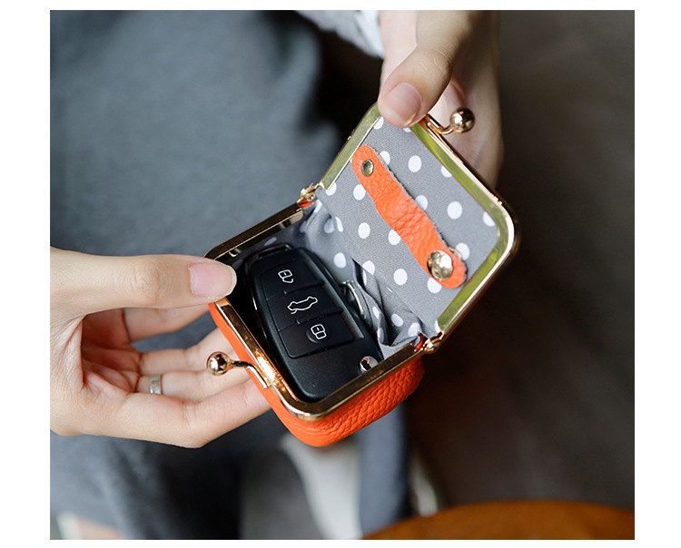 New genuine leather compact gold bag, earphone case, mini ring, necklace, earrings, jewelry bag, coin purse pic 9