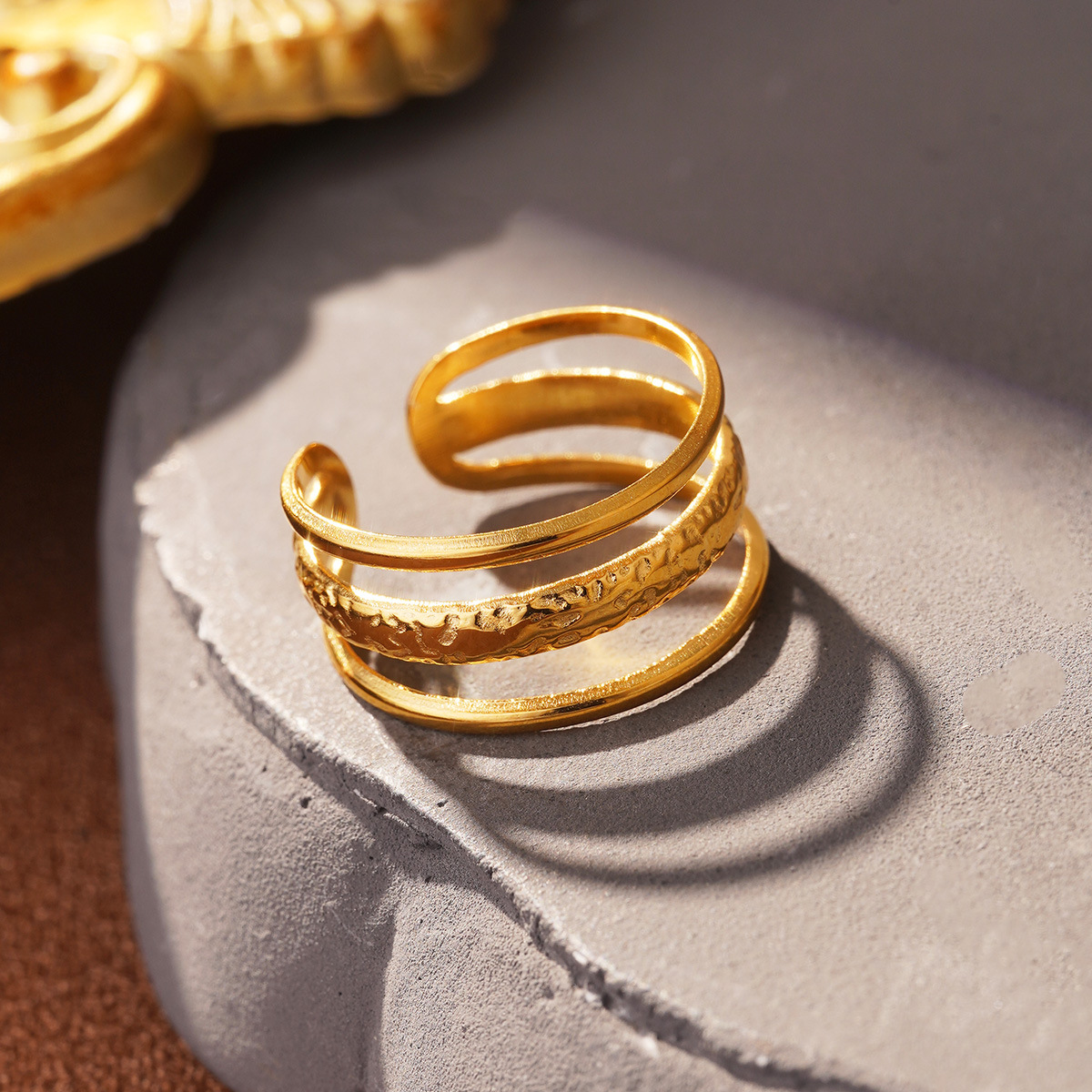 Retro European and American geometric stainless steel ring, non-fading shell geometric shape, fashionable and simple titanium steel index finger ring pic 42