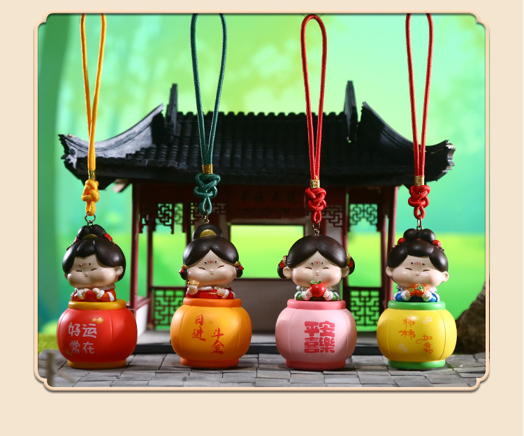 唐小糖花灯唐仕女西安可爱车载挂件小灯笼娃娃好运摆件小礼品详情15