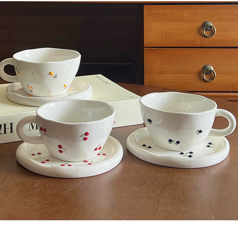 高颜值陶瓷马克杯ins风手捏咖啡杯家用办公室水杯拿铁拉花杯子详情7