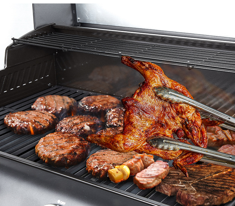 Outdoor courtyard gas barbecue grill, household multi-functional stainless steel grill, barbecue with side burner, ATLAS brand pic 14