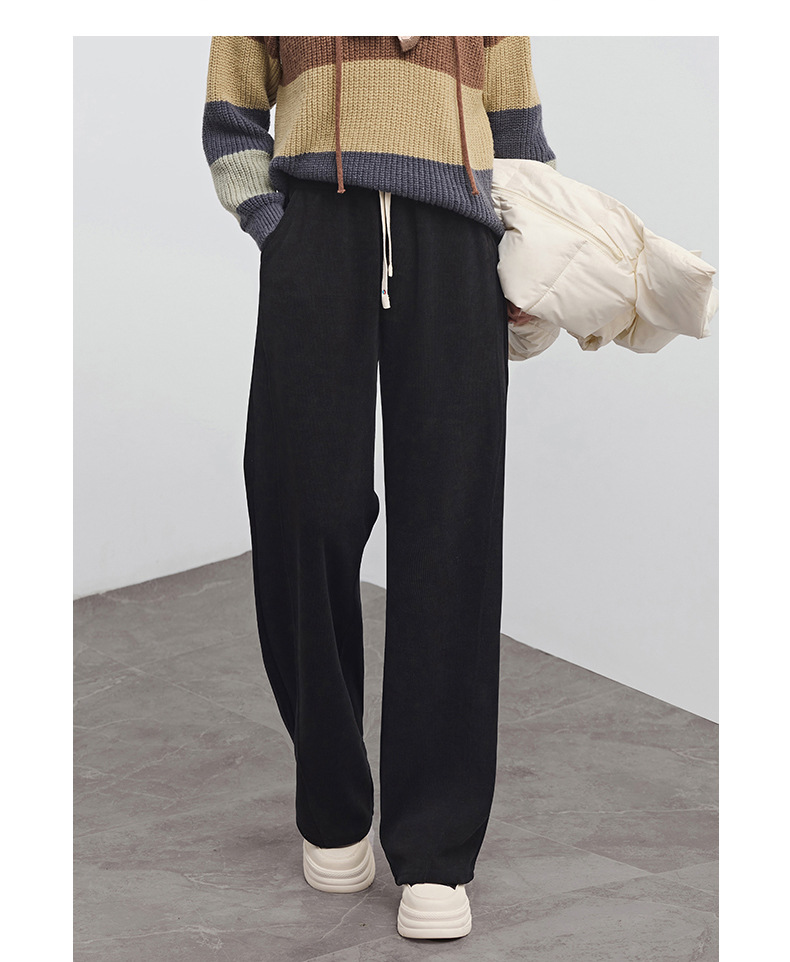 欧棉绒窄版阔腿裤女秋冬2025新款休闲高腰显宽松瘦垂感款式直筒裤详情27