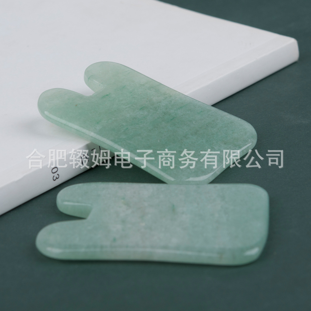 跨境粉晶绿东陵玉石刮痧片凹型刮痧板背部脸部按摩美容器礼品厂家详情18