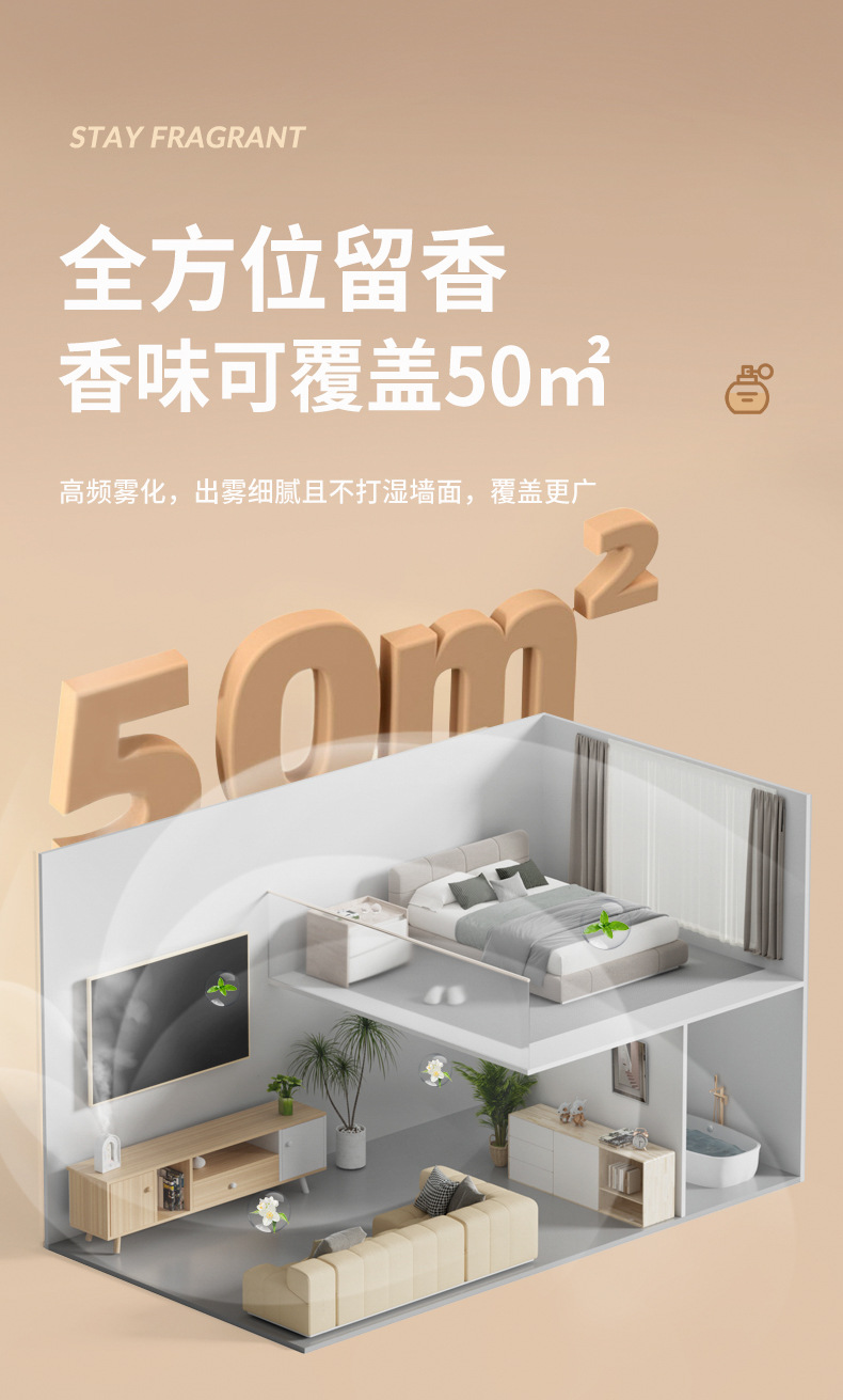 跨境新款自动香薰机酒店喷雾喷香机家用桌面大容量加湿器扩香礼品详情7