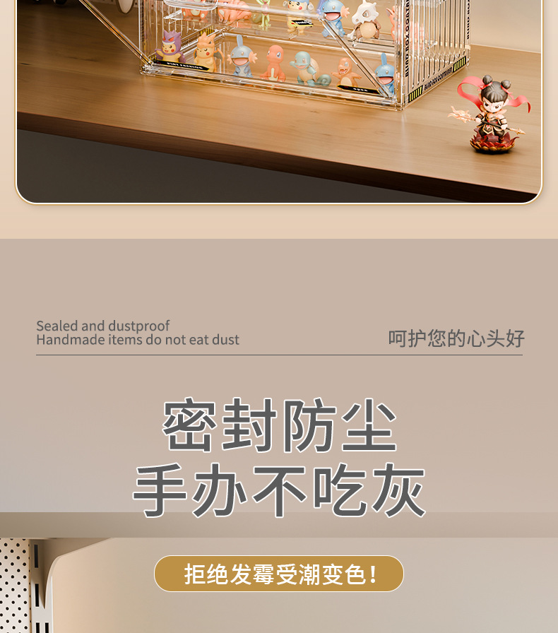 盲盒收纳展示架透明防尘亚克力泡泡玛特展示盒积木手办模型展示柜详情8